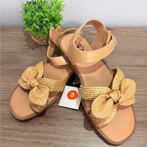 Art Class Tan Sandals with Woven Bow